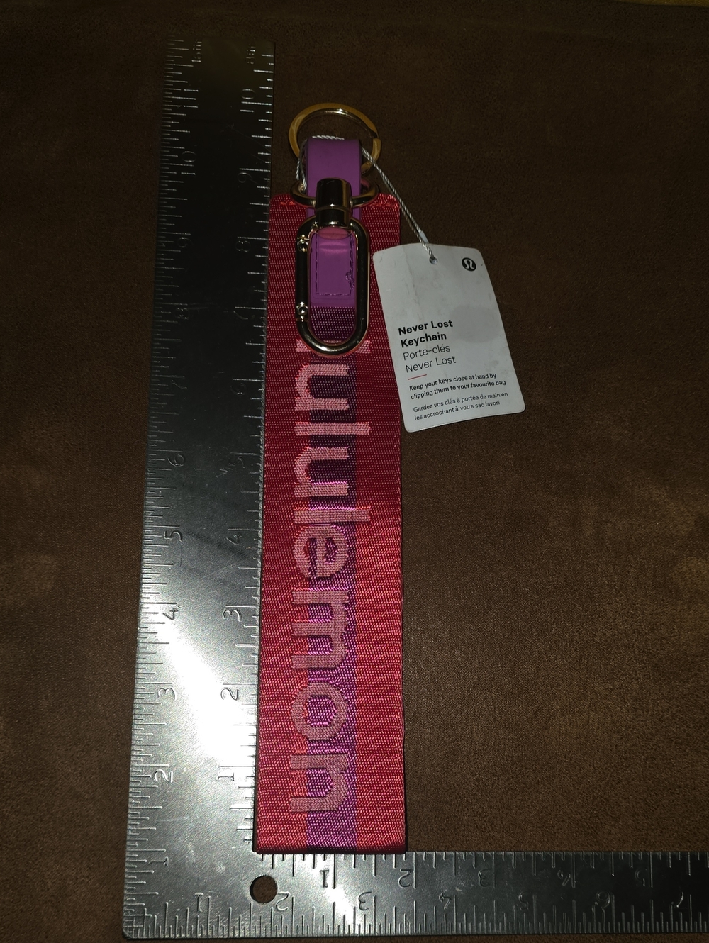 lululemon athletica Red& Pink Never Lost Keychain Strap with Gold Hardware